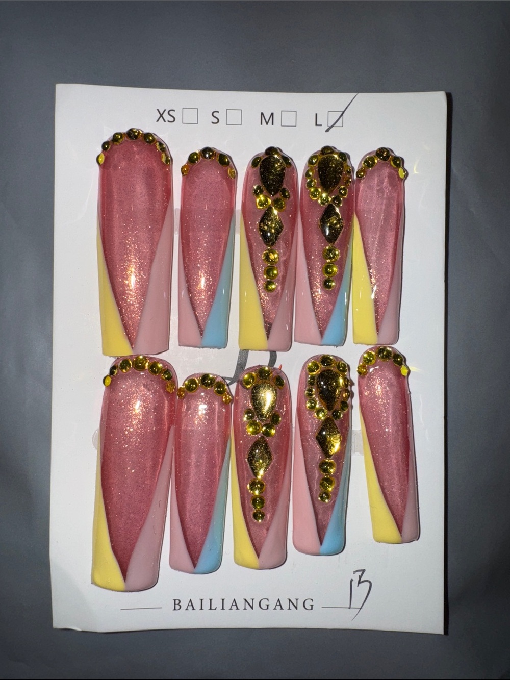 Size Large Handmade Press On Nails.
Length Extra - Long - XL 
New